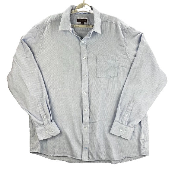 Johnston & Murphy Other - Johnston & Murphy Shirt Blue White Mens 2XL Geometric Flip Cuff Long Sleeve